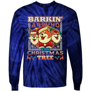 Chow Chow Barkin Around The Christmas Tree Dog Tie-Dye Long Sleeve Shirt