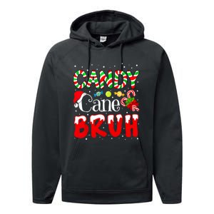 Candy Cane Bruh Christmas Love Candy Boy Performance Fleece Hoodie