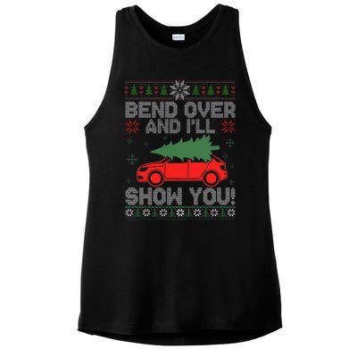 Christmas Couple Bend Over And I'll Show You Ugly Sweater Ladies PosiCharge Tri-Blend Wicking Tank