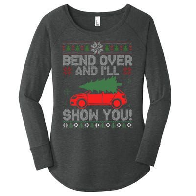 Christmas Couple Bend Over And I'll Show You Ugly Sweater Women's Perfect Tri Tunic Long Sleeve Shirt