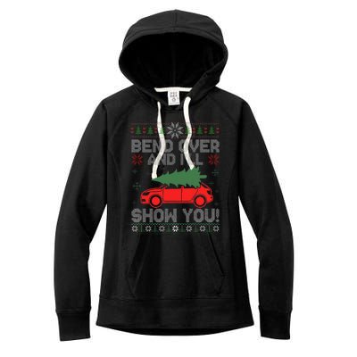 Christmas Couple Bend Over And I'll Show You Ugly Sweater Women's Fleece Hoodie