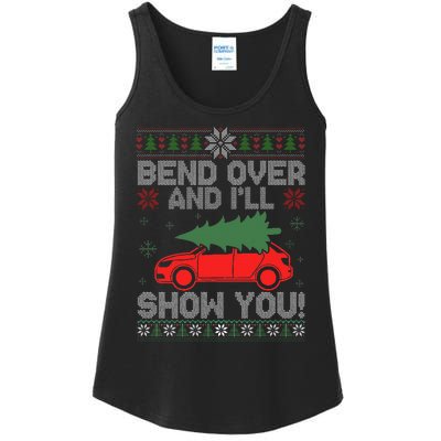 Christmas Couple Bend Over And I'll Show You Ugly Sweater Ladies Essential Tank