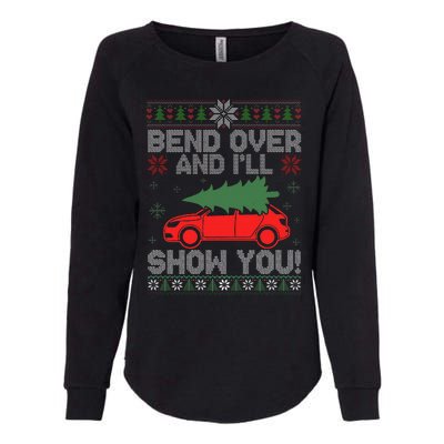 Christmas Couple Bend Over And I'll Show You Ugly Sweater Womens California Wash Sweatshirt