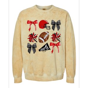 Cheer Coquette Bow American Football Autumn Thanksgiving Colorblast Crewneck Sweatshirt