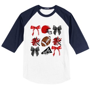 Cheer Coquette Bow American Football Autumn Thanksgiving Baseball Sleeve Shirt