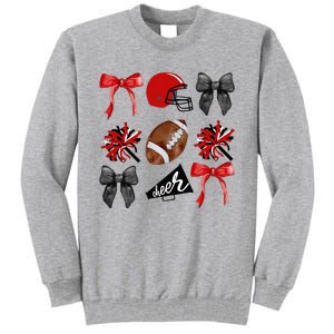 Cheer Coquette Bow American Football Autumn Thanksgiving Tall Sweatshirt