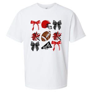 Cheer Coquette Bow American Football Autumn Thanksgiving Sueded Cloud Jersey T-Shirt