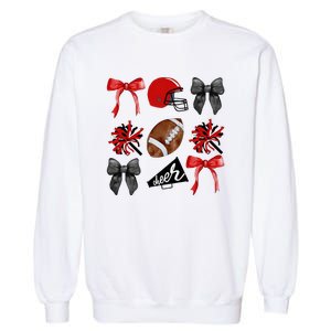 Cheer Coquette Bow American Football Autumn Thanksgiving Garment-Dyed Sweatshirt