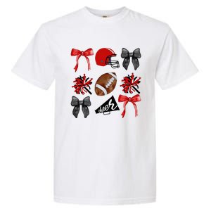 Cheer Coquette Bow American Football Autumn Thanksgiving Garment-Dyed Heavyweight T-Shirt