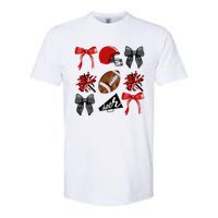 Cheer Coquette Bow American Football Autumn Thanksgiving Softstyle CVC T-Shirt