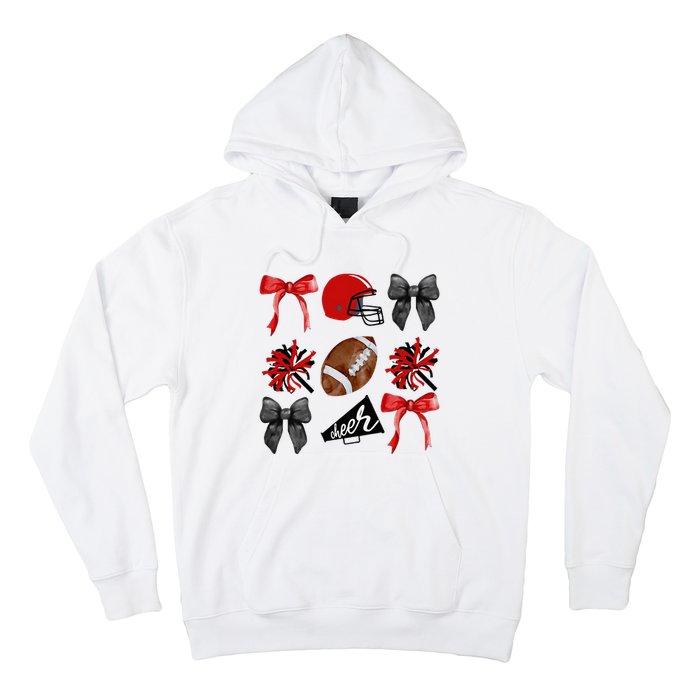 Cheer Coquette Bow American Football Autumn Thanksgiving Hoodie