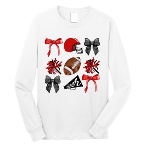 Cheer Coquette Bow American Football Autumn Thanksgiving Long Sleeve Shirt