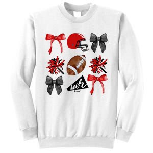 Cheer Coquette Bow American Football Autumn Thanksgiving Sweatshirt