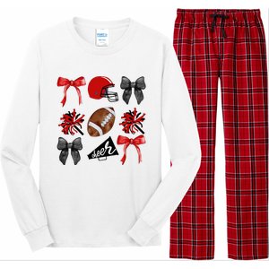 Cheer Coquette Bow American Football Autumn Thanksgiving Long Sleeve Pajama Set