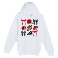 Cheer Coquette Bow American Football Autumn Thanksgiving Premium Pullover Hoodie