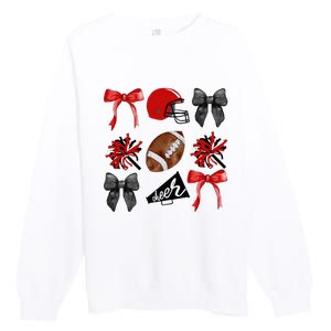 Cheer Coquette Bow American Football Autumn Thanksgiving Premium Crewneck Sweatshirt