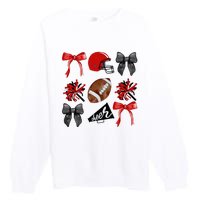 Cheer Coquette Bow American Football Autumn Thanksgiving Premium Crewneck Sweatshirt