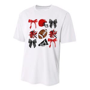 Cheer Coquette Bow American Football Autumn Thanksgiving Performance Sprint T-Shirt