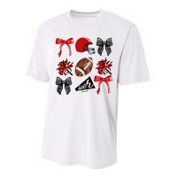 Cheer Coquette Bow American Football Autumn Thanksgiving Performance Sprint T-Shirt