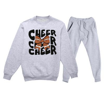 Cheer Coquette Bow American Football Game Day Thanksgiving Premium Crewneck Sweatsuit Set