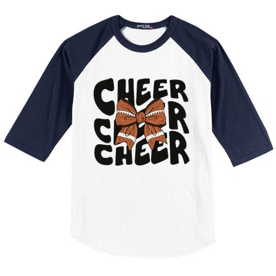 Cheer Coquette Bow American Football Game Day Thanksgiving Baseball Sleeve Shirt