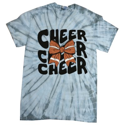 Cheer Coquette Bow American Football Game Day Thanksgiving Tie-Dye T-Shirt