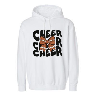 Cheer Coquette Bow American Football Game Day Thanksgiving Garment-Dyed Fleece Hoodie