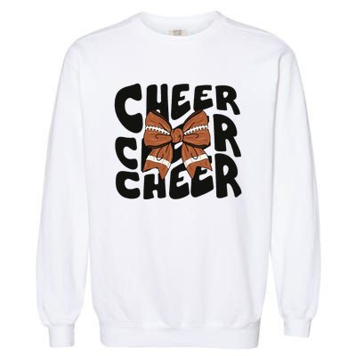 Cheer Coquette Bow American Football Game Day Thanksgiving Garment-Dyed Sweatshirt