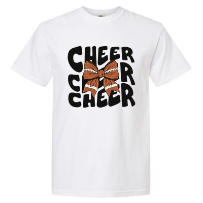 Cheer Coquette Bow American Football Game Day Thanksgiving Garment-Dyed Heavyweight T-Shirt