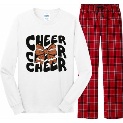 Cheer Coquette Bow American Football Game Day Thanksgiving Long Sleeve Pajama Set