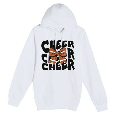 Cheer Coquette Bow American Football Game Day Thanksgiving Premium Pullover Hoodie