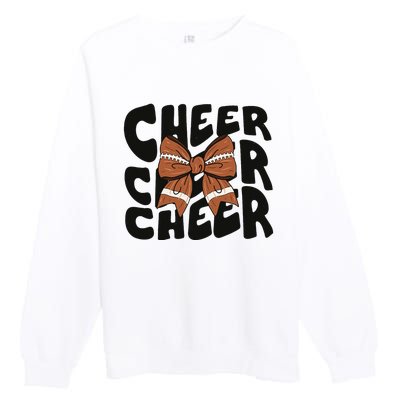 Cheer Coquette Bow American Football Game Day Thanksgiving Premium Crewneck Sweatshirt