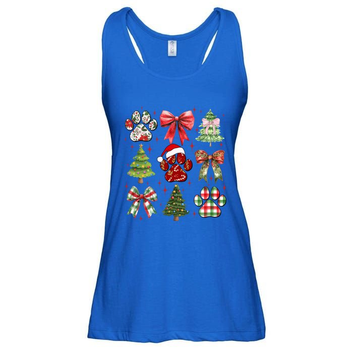 Cute Coquette Bow Dog Paw Dog Lover Xmas Dog Mom Christmas Funny Gift Ladies Essential Flowy Tank