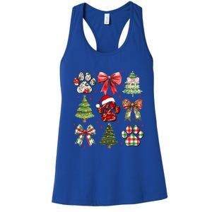 Cute Coquette Bow Dog Paw Dog Lover Xmas Dog Mom Christmas Funny Gift Women's Racerback Tank