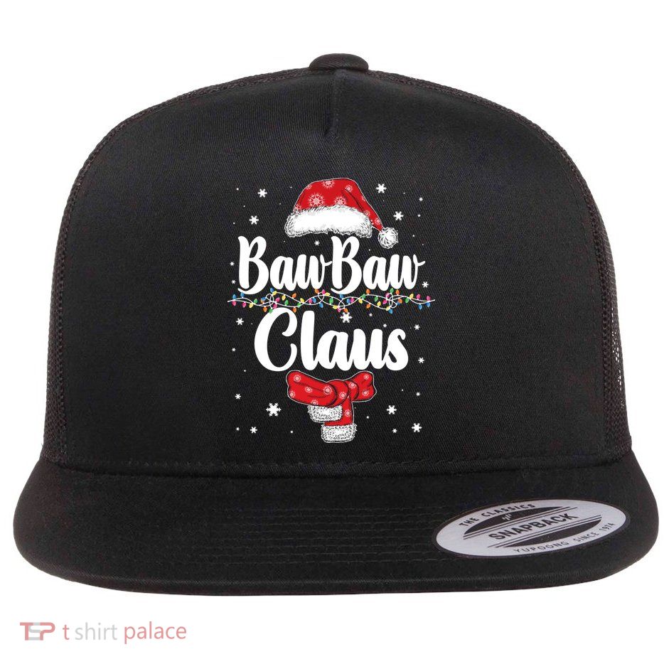 Cute Christmas Baw Baw Claus Flat Bill Trucker Hat