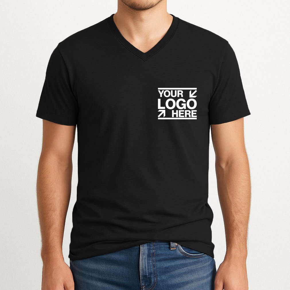Custom Company Brand Pocket Customize Logo V-Neck T-Shirt