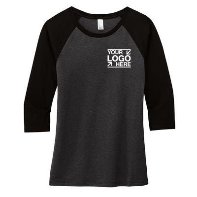 Custom Company Brand Pocket Customize Logo Women's Tri-Blend 3/4-Sleeve Raglan Shirt