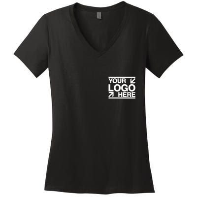 Custom Company Brand Pocket Customize Logo Women's V-Neck T-Shirt