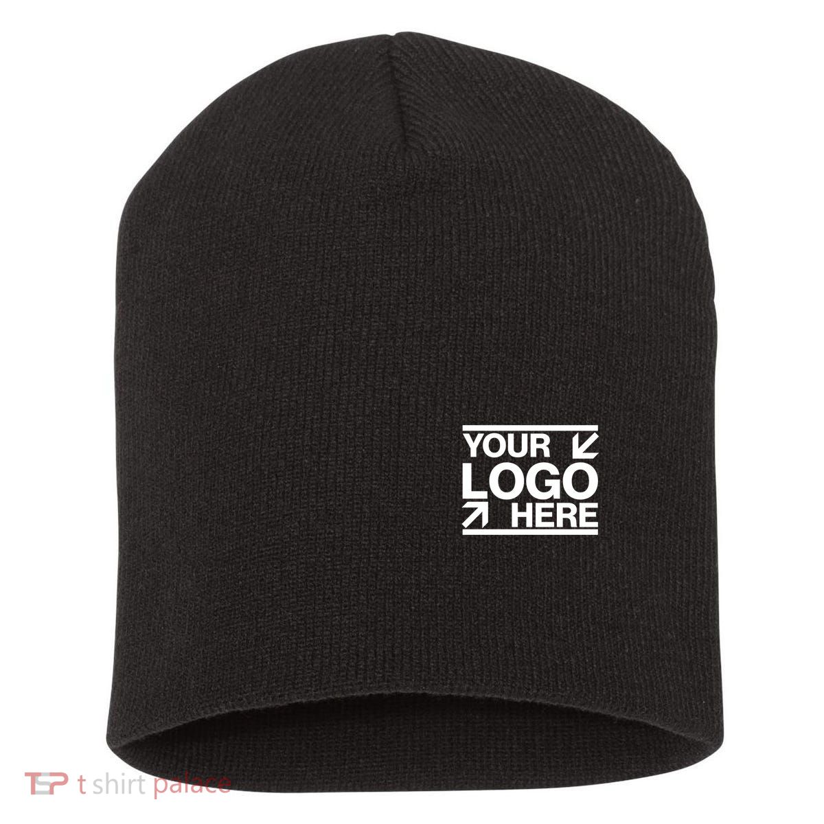 Custom Company Brand Pocket Customize Logo Short Acrylic Beanie