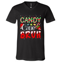 Candy Cane Bruh Christmas Love Candy V-Neck T-Shirt