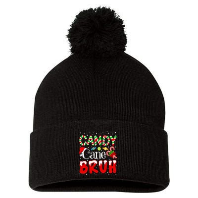 Candy Cane Bruh Christmas Love Candy Pom Pom 12in Knit Beanie