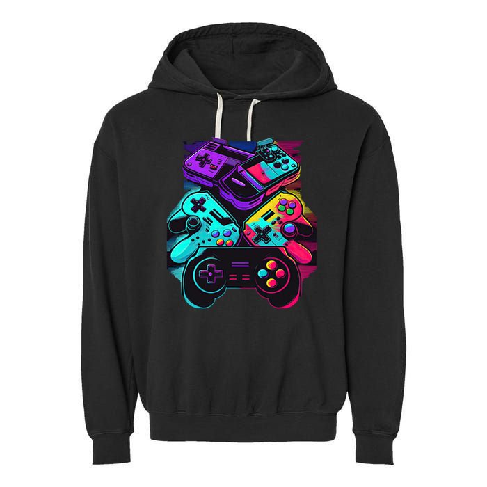 Console Control Black Gaming Garment-Dyed Fleece Hoodie