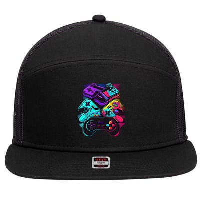 Console Control Black Gaming 7 Panel Mesh Trucker Snapback Hat