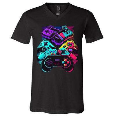 Console Control Black Gaming V-Neck T-Shirt