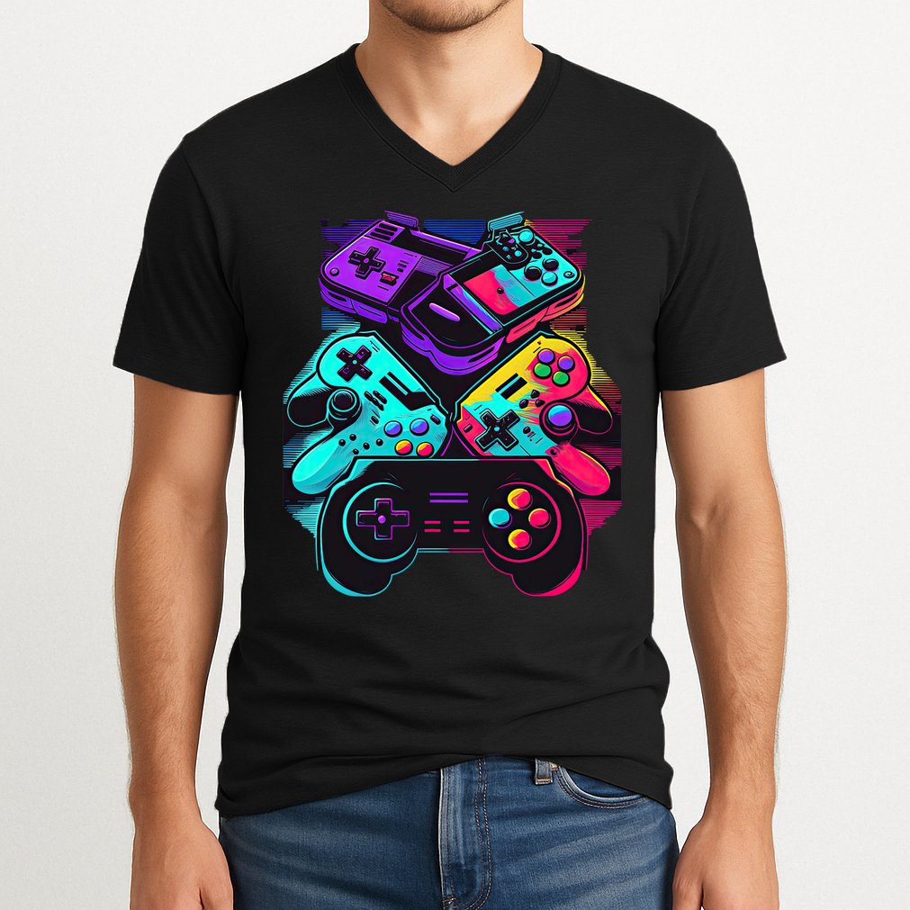 Console Control Black Gaming V-Neck T-Shirt