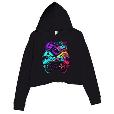 Console Control Black Gaming Crop Fleece Hoodie