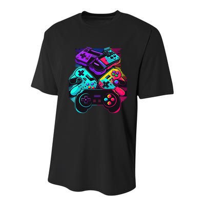Console Control Black Gaming Youth Performance Sprint T-Shirt