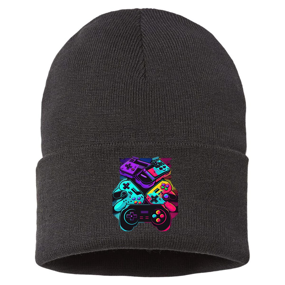 Console Control Black Gaming Sustainable Knit Beanie