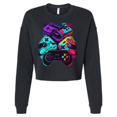 Console Control Black Gaming Cropped Pullover Crew
