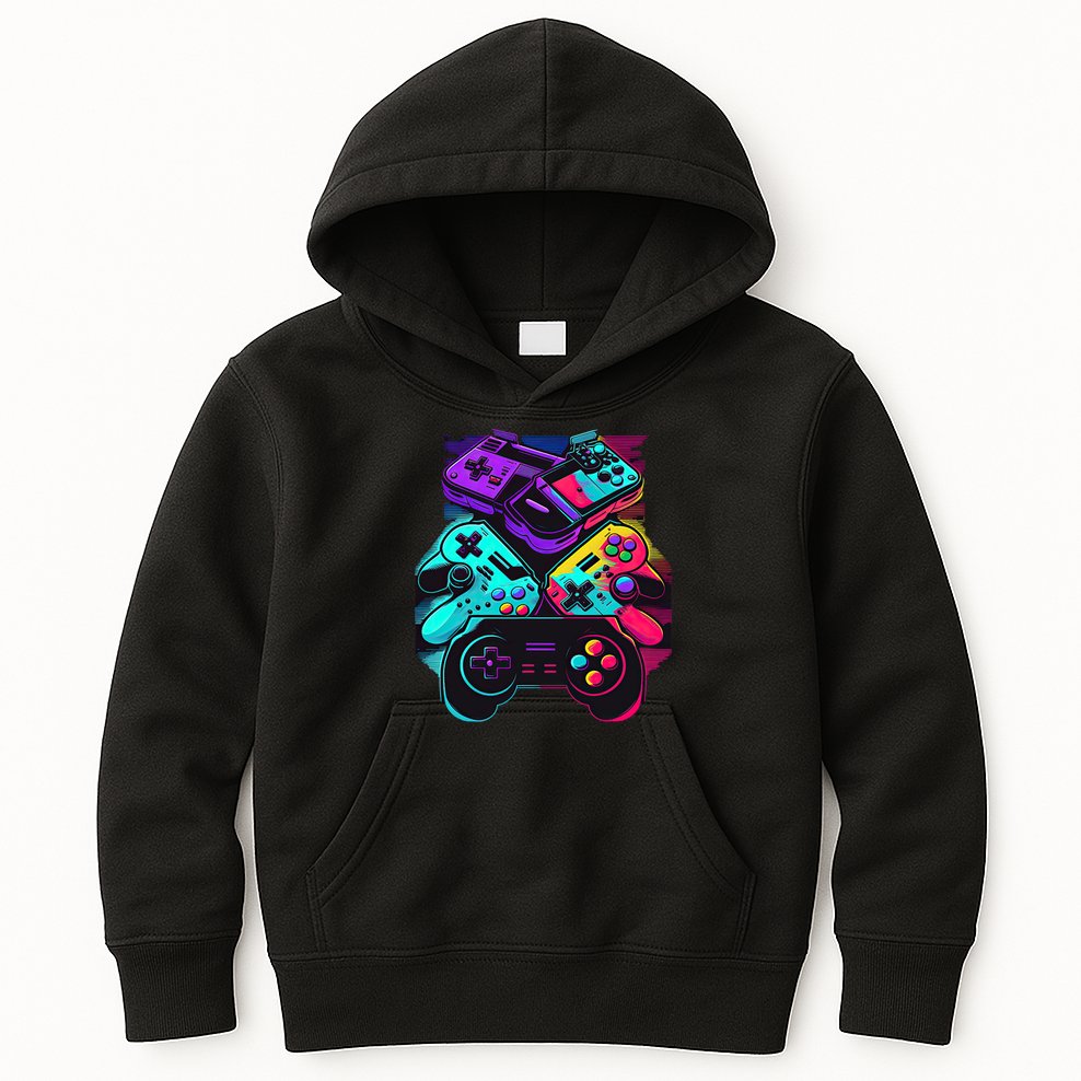 Console Control Black Gaming Kids Hoodie